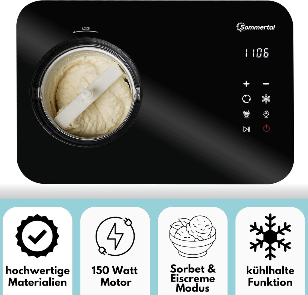 Sommertal Eiscreme Maschine ICE1500 3-in-1 Eismaschine, Frozen Joghurt & Sorbet, Eiscrememaschine au