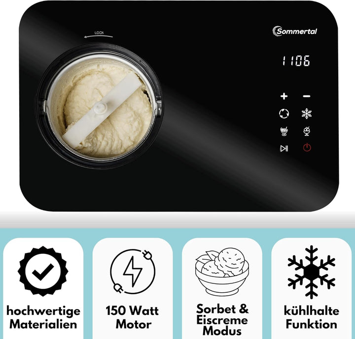 Sommertal Eiscreme Maschine ICE1500 3-in-1 Eismaschine, Frozen Joghurt & Sorbet, Eiscrememaschine au
