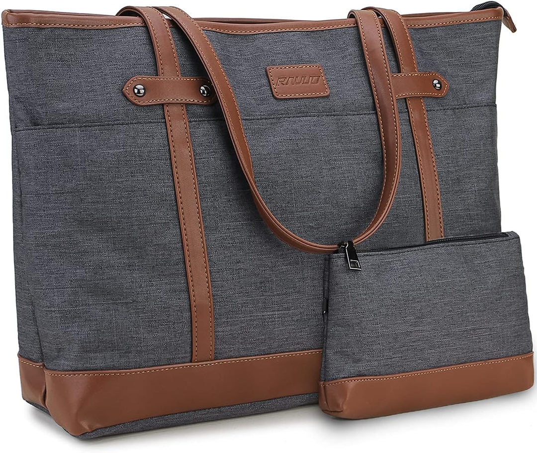 RAVUO Laptoptasche Damen, Wasserdichte Handtasche Elegant Lehrertasche Gross Aktentasche 15.6 zoll L