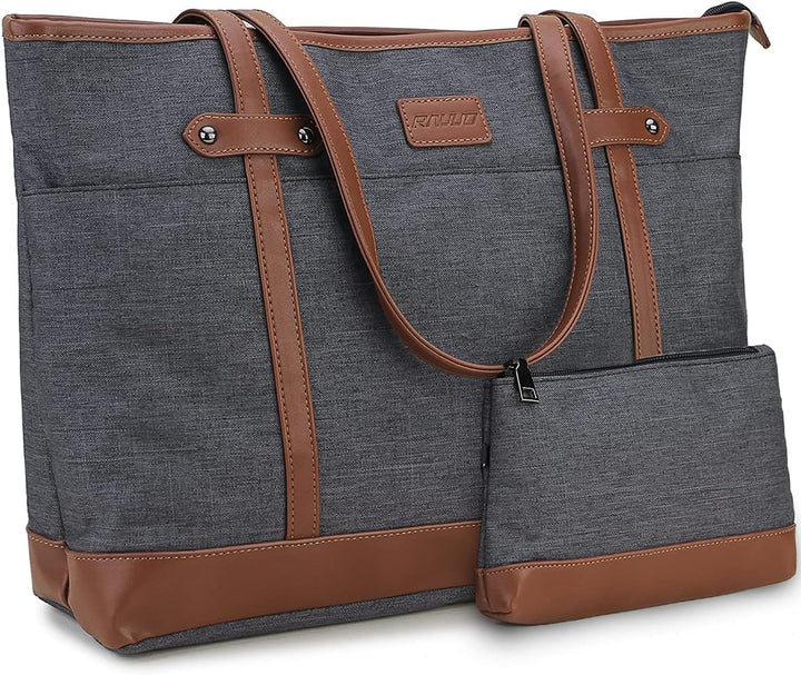 RAVUO Laptoptasche Damen, Wasserdichte Handtasche Elegant Lehrertasche Gross Aktentasche 15.6 zoll L