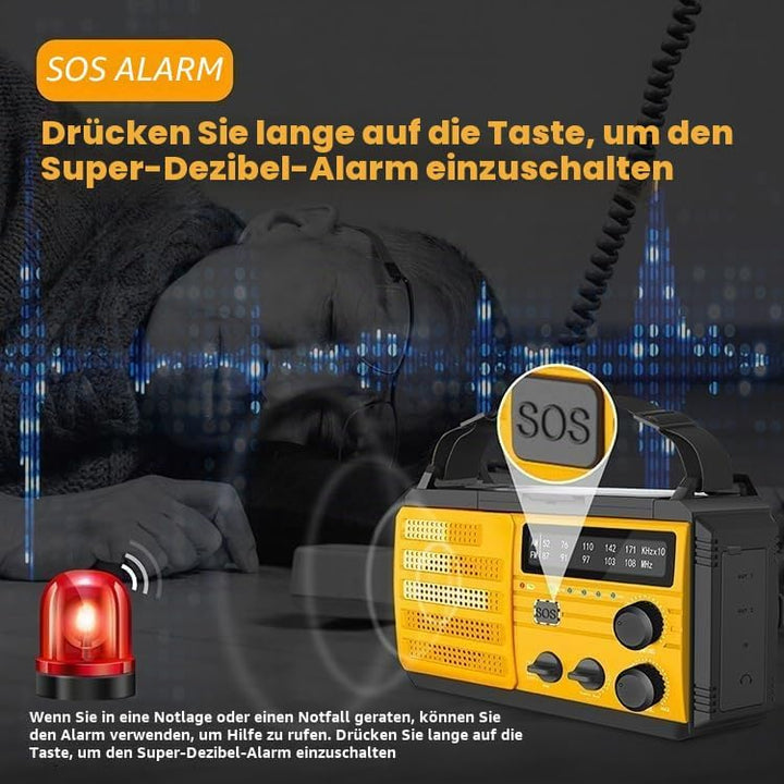 Winnes Tragbares Notfallradio Solar Radio 8000 mAh, SOS-Alarm, FM/AM-Radio mit Leselampe, Kompass, H