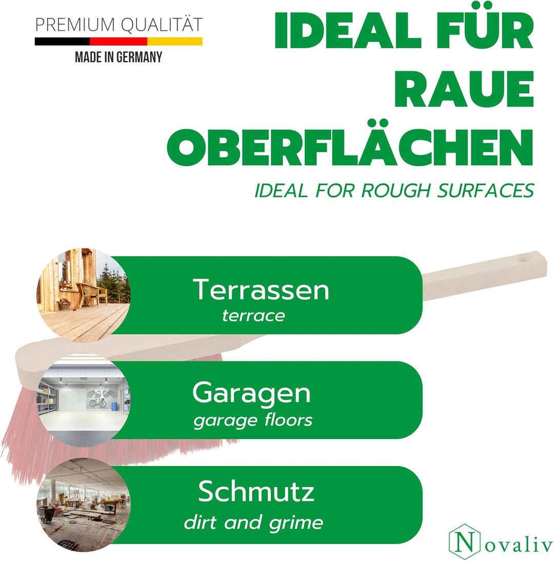 Novaliv 2X Handbesen Langer Stiel I 45 cm I Elastonborsten I Auto Schneebesen Kehrbesen Waschbürste