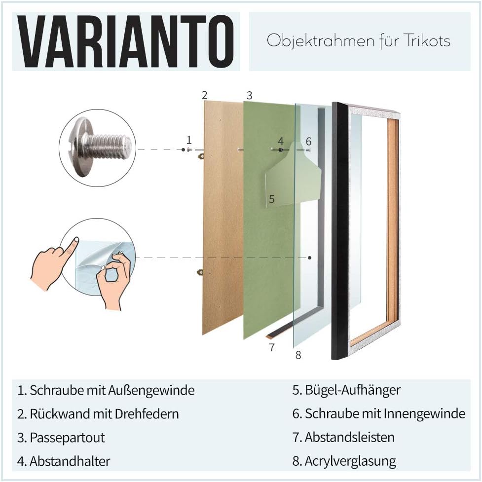 Bildershop-24 Objektrahmen Trikotrahmen VARIANTO35 60x80cm Weiss matt inkl. Bügel und Passepartout i