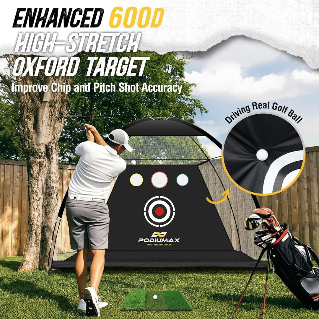 PodiuMax Golf Netz, 3x2.1M / 60x50x64CM Einfach Aufzubauendes Golfnetz Übungsnetz für Outdoor Indoor