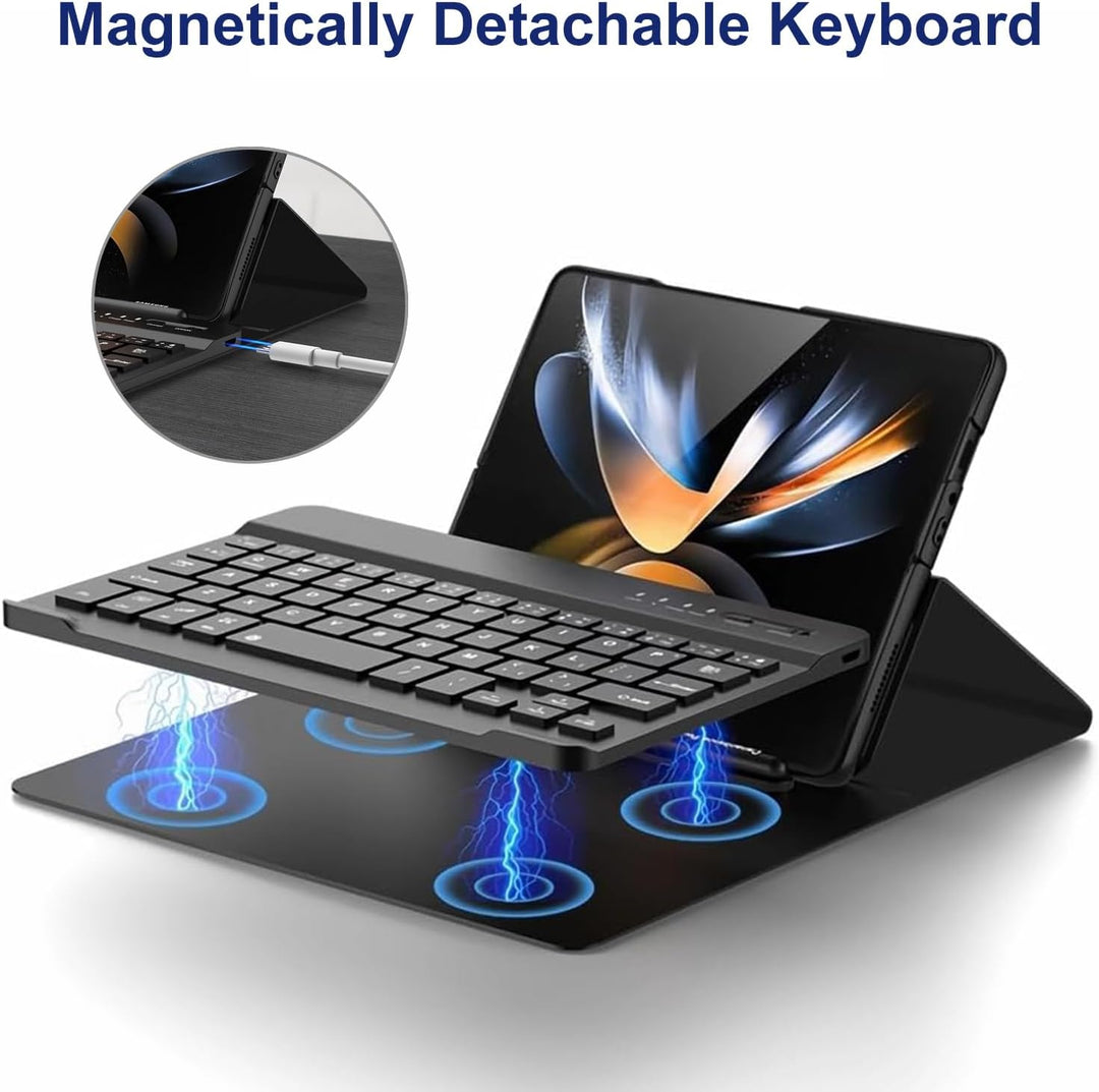 4 in 1 Tastatur, Ständer und Maus Set für Samsung Galaxy Z Fold 7 6 5 4, Tragbare Bluetooth-Tastatur