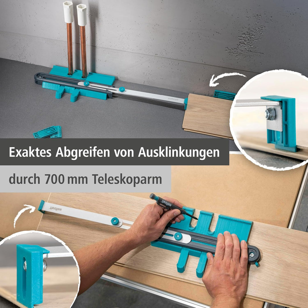 wolfcraft Konturenlehre PRO - breite Nadelschablone - Zum Abtasten, Übertragen und Positionieren von