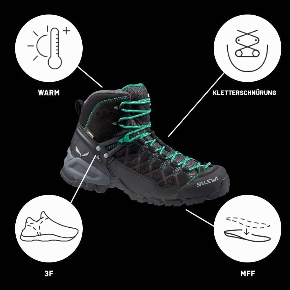 Salewa Herren Ms Alp Trainer Mid GTX Trekking-&amp; Wanderstiefel 40 EU Onyx Pale Frog, 40 EU Onyx Pale