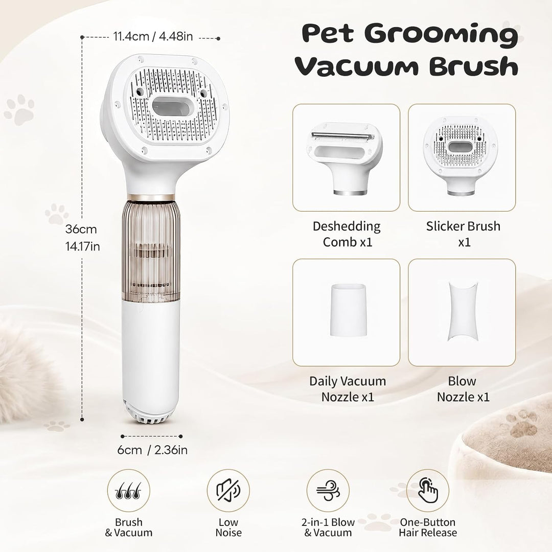 Handheld Hundestaubsauger mit Bürste - Kabelloser Hundeschermaschine，Saugleistung bis zu 10KPA, mit