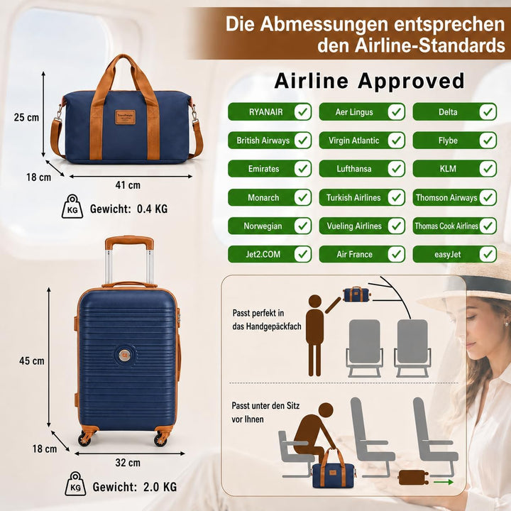 Travelhouse Kofferset Bari 6-teilig – ABS Hartschale Trolley Koffer Set mit Rollen, TSA-Schloss, Rei