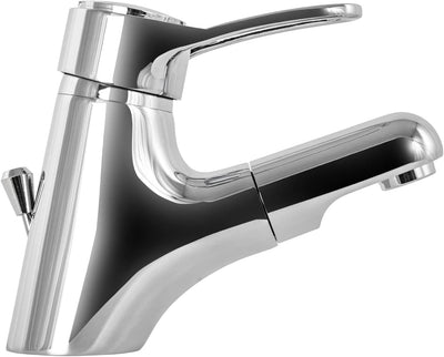 AquaSu Einhandmischer Garda für Waschtisch mit Geschirrbrause | Niederdruck | Chrom | Wasserhahn | E