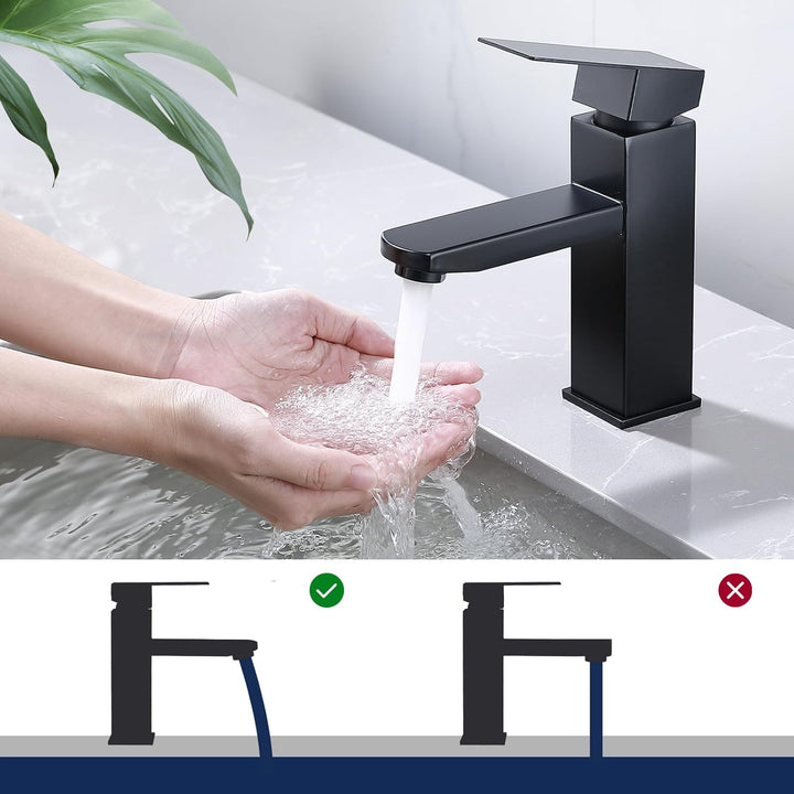 HOMELODY Wasserhahn Bad Schwarz Waschtischarmatur Armatur Waschbecken Eckig Badezimmer Mischbatterie