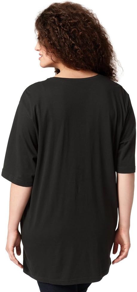 Ulla Popken Damen grosse Grössen Übergrössen Plus Size T-Shirt, Basic, Relaxed Fit, V-Ausschnitt, Ha