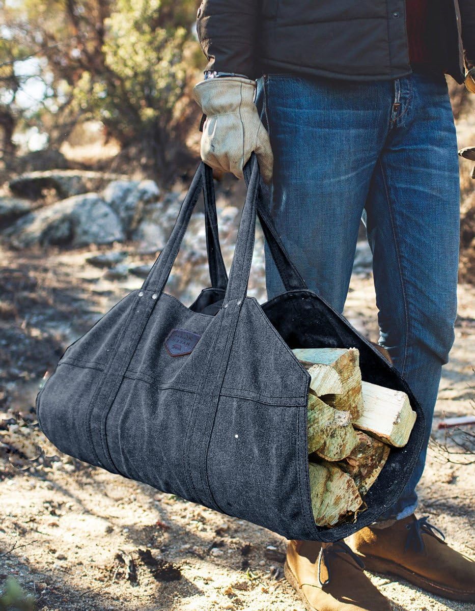 Lumberjack Holztasche aus gewachstem Canvas Farbe charcoal, Charcoal