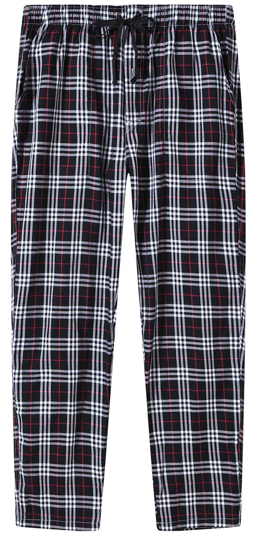 Herren Pyjamahose Warm Lang Baumwolle Weich Schlafanzughose Kariert Winter Nachtwäsche Freizeithose,