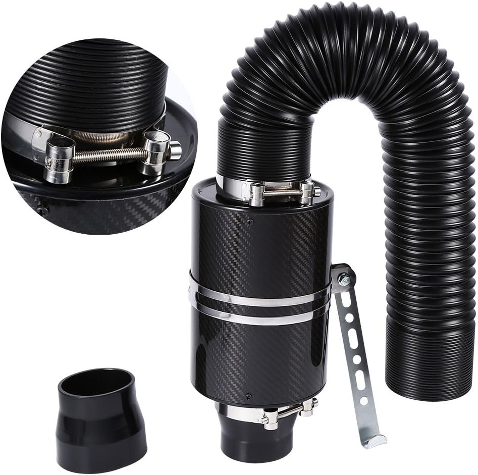 Kalten Lufteinlass Kit Kohlefaser Sportluftfilter Auto Luftfilter Intake Flow Hose Pipe, 3"