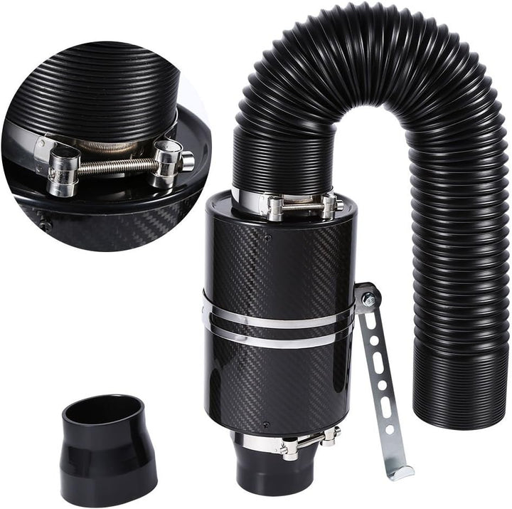 Kalten Lufteinlass Kit Kohlefaser Sportluftfilter Auto Luftfilter Intake Flow Hose Pipe, 3"