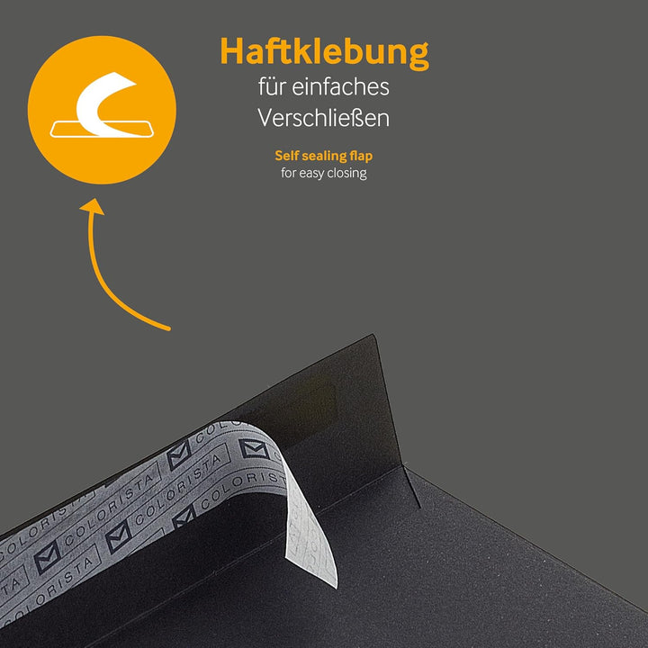 100 Stück, Farbige Briefumschläge, DIN C6, Haftklebung mit Abziehstreifen, Gerade Klappe, 130 g/qm C