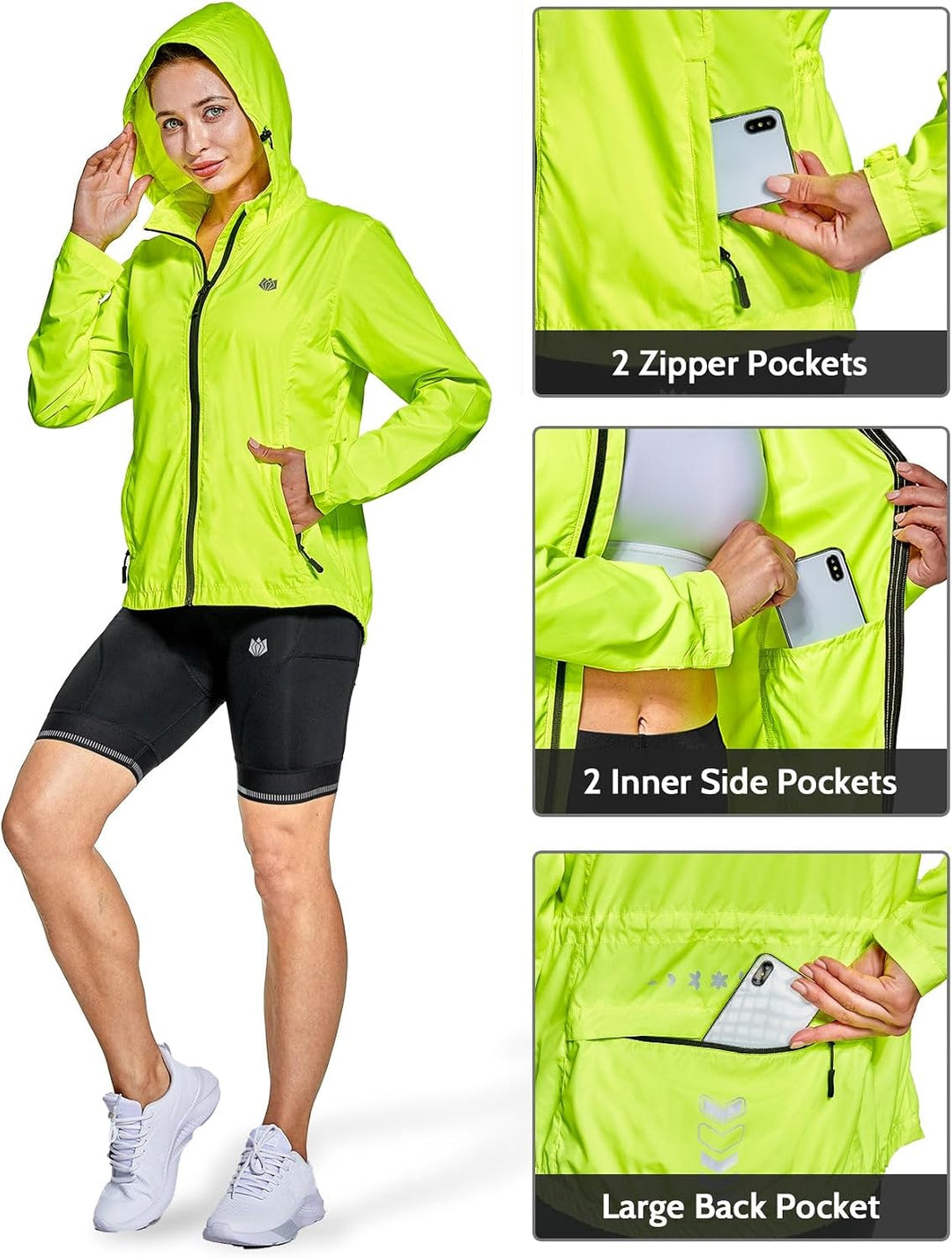 FitsT4 Sports Damen Fahrradjacke Radfahren Laufen Jacken Leichtgewicht Wasserabweisend Windbreaker W