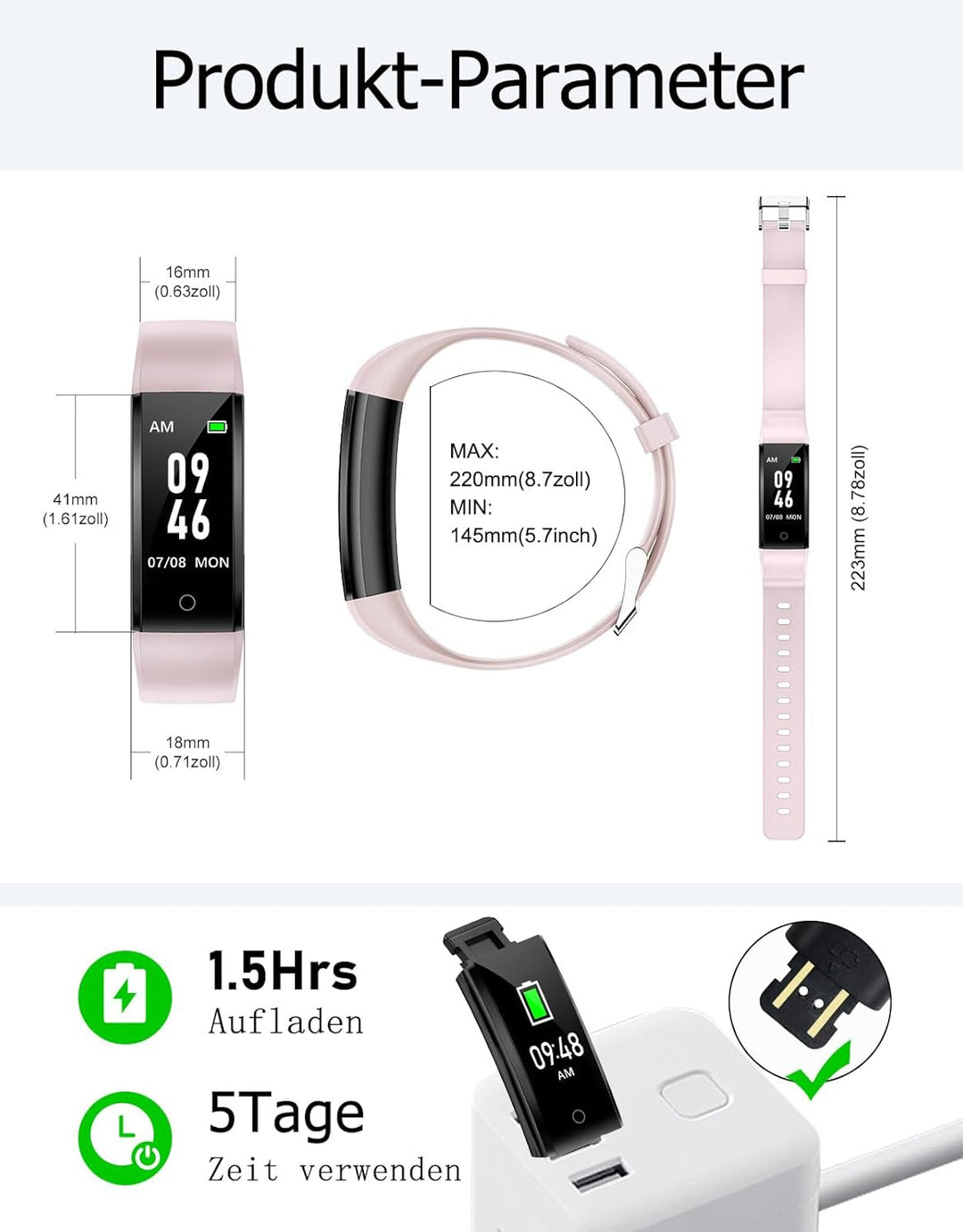 GRV Schrittzähler Uhr Ohne Bluetooth/App/Handy für Damen und Heren,Kinder Fitness Tracker Fitnessuhr