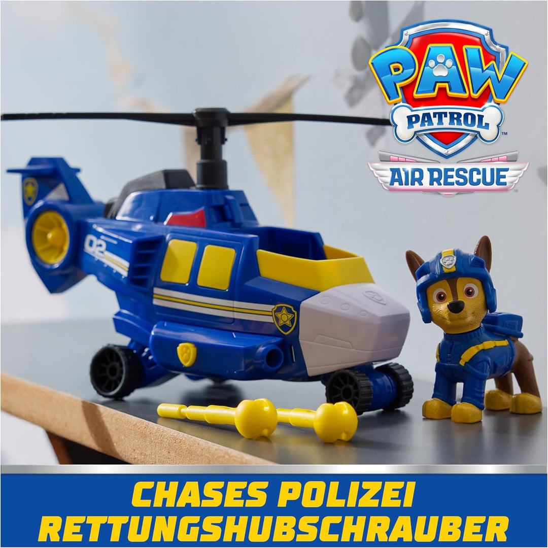 PAW PATROL Air Rescue - Chases Polizei-Rettungshubschrauber mit Geschoss-Abwurf und Chase Spielfigur
