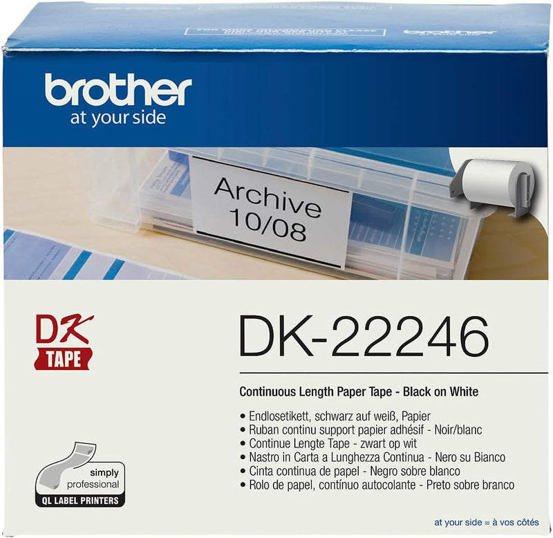 Brother DK-22246 selbstklebende Endlosetiketten (103 mm breit, 30,48 m lang, geeignet für QL-1050, Q