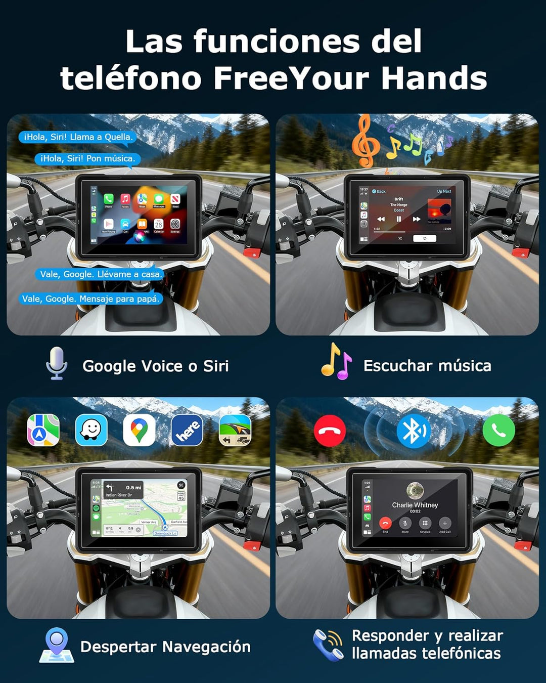 Motorrad Carplay Bildschirm Android Auto Motorrad mit 5 Zoll Wasserdichter Touchscreen, Kabelloses C