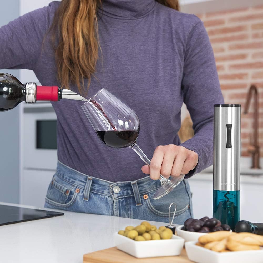 Cecotec InstantCork 1000 Gourmet Elektrischer Korkenzieher. Öffnet Flaschen in nur 8 Sekunden, funkt