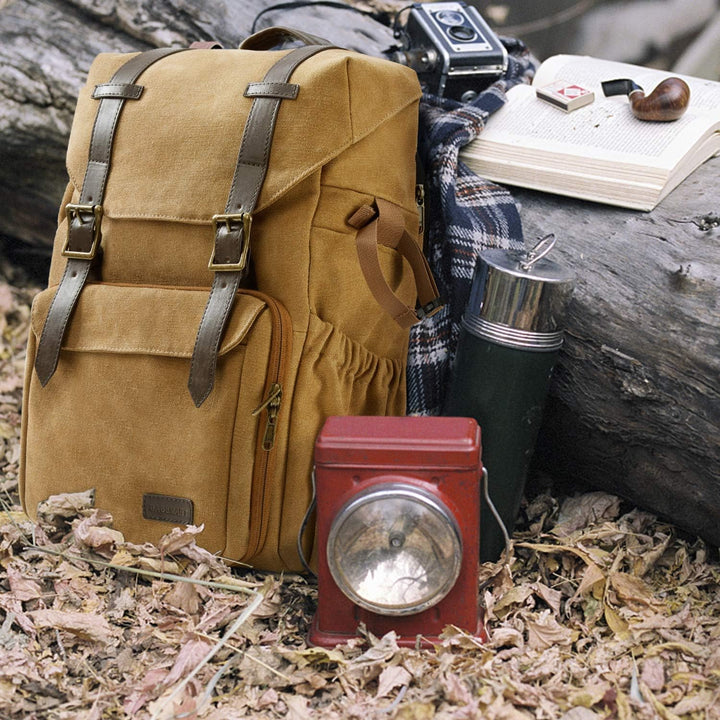 BAGSMART Fotorucksack DSLR Kamerarucksack Canvas Diebstahlsicher Wasserabweisend mit Regenschutz für