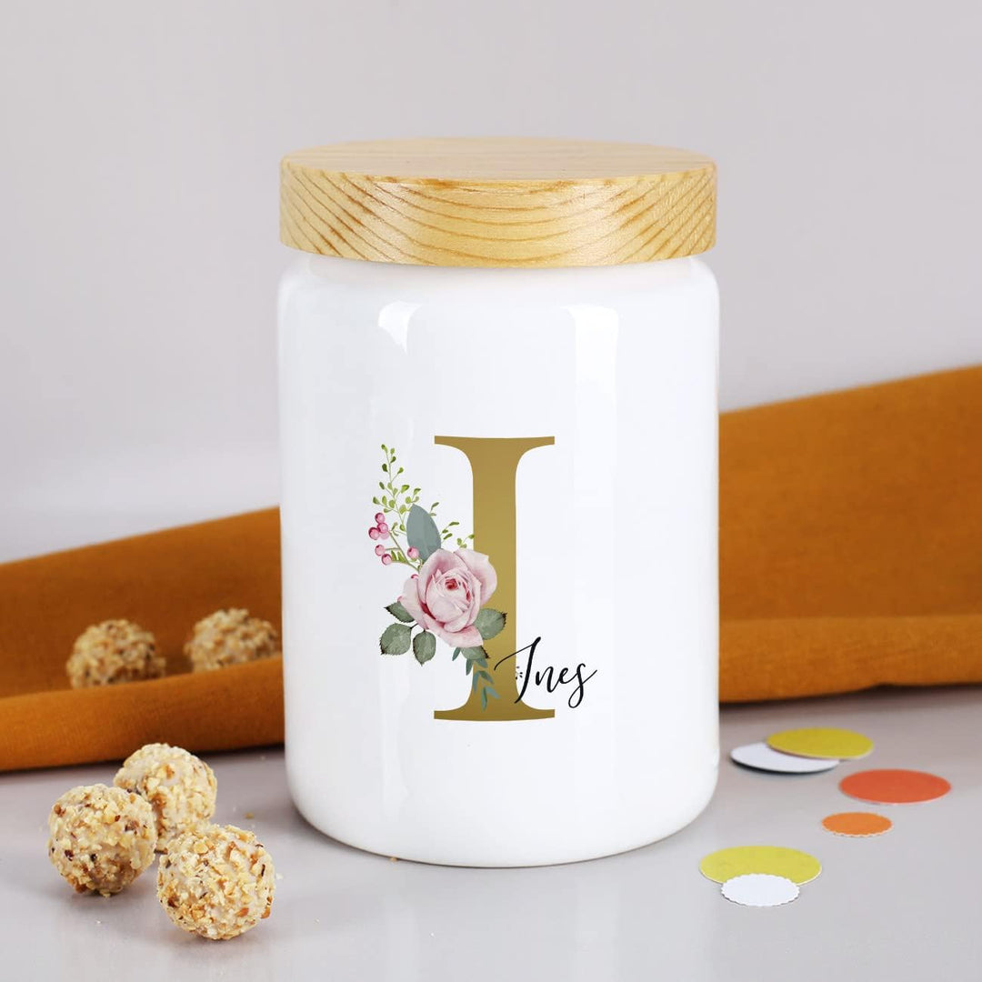 Herz & Heim® Keksdose personalisiert mit Ihrem Wunschnamen zu Weihnachten für Ihre Plätzchen (Rosen)