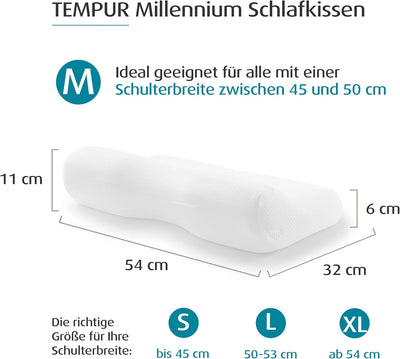 TEMPUR Millennium Kopfkissen Memory Foam, ergonomisches Nackenstützkissen für Rücken- und Seitenschl