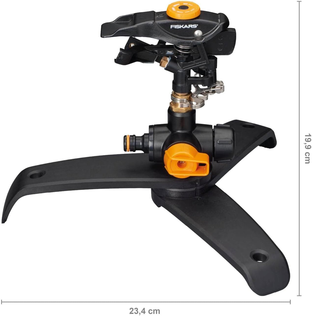 Fiskars Pulsierender Sprinkler XL, On/Off-Ventil, Mit Sprühbildkontrolle und Rotationskontrolle, Uni