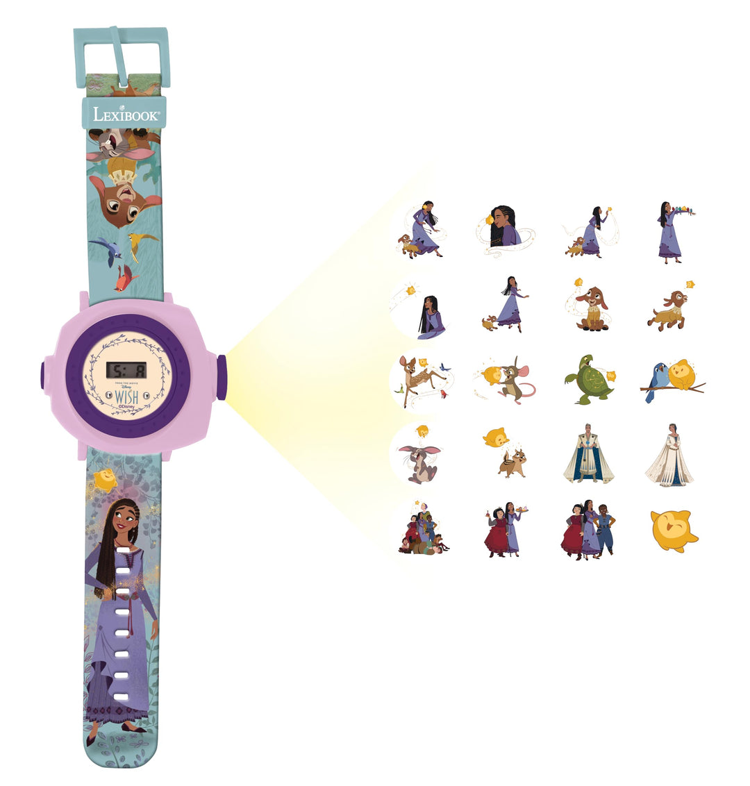 Lexibook, Disney Wish - Verstellbare Projektionsuhr mit digitalem Bildschirm - 20 Bilder des Films W