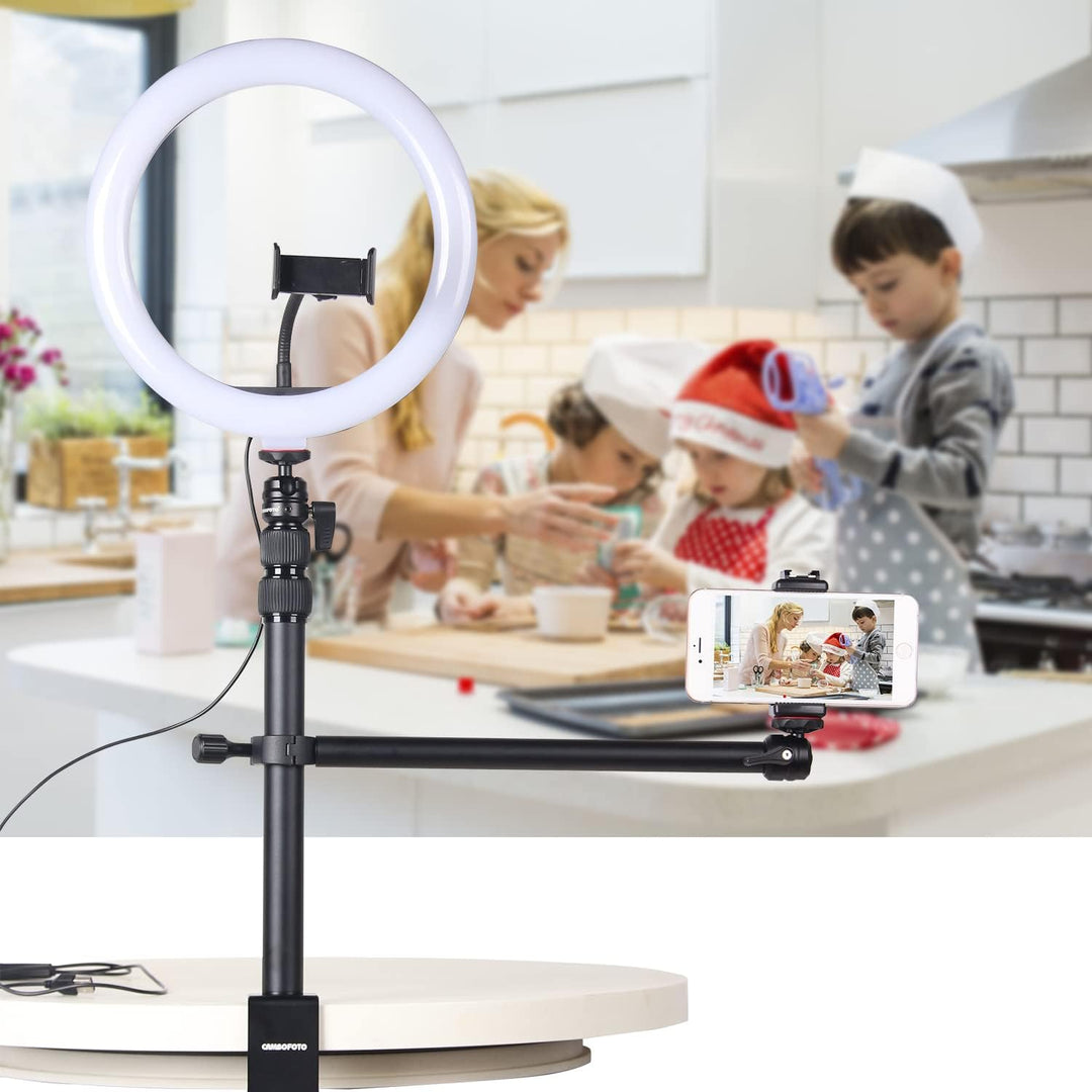 CAMBOFOTO Multifunctional Desktop Stand with 1/4" Ball Head,Suitable for Cameras, Ring Lights, Micro