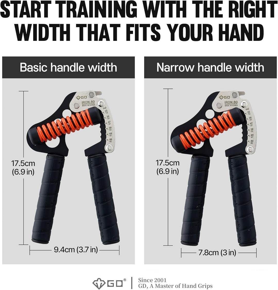 GD Iron Grip Handtrainer (verstellbare Handgriffe für Krafttraining) Handgelenk- und Unterarmkrafttr