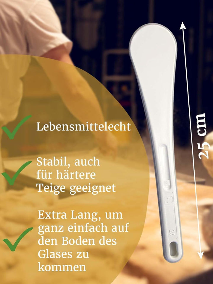 Bäckerei Spiegelhauer Sauerteig Glas 850 ml mit Gärkorb, Teigschaber, Spatel I Sauerteig-Starter-Set