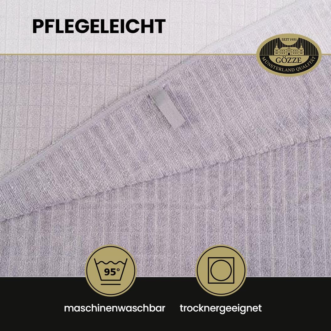 Gözze - Geschirrtuch-Set, 3-teilig, Mikrofaser-Poliertuch, 50 x 70 cm - Anthrazit, Anthrazit