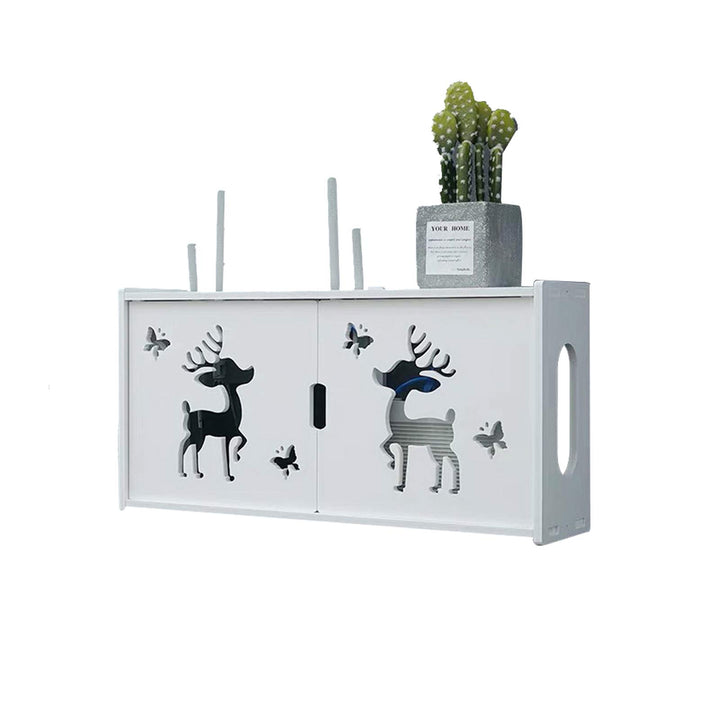 MNBVH Wand Router Aufbewahrungsbox Weiss WLAN Box Router Regal TV Kabel Verstecken Box Router Kabel