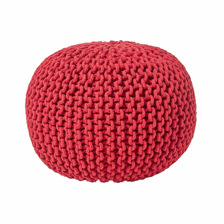 Homescapes Pouf Strickpouf rundes Bodenkissen Sitzpouf 35 x 40 cm, gepolsterter Sitzhocker, Sitzpuff