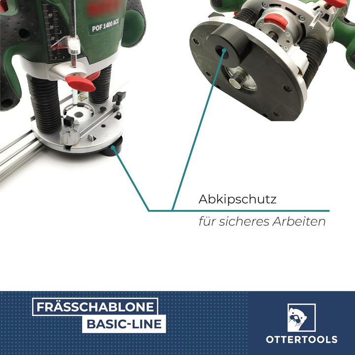 Ottertools - Frässchablone Basic-Line für rechteckige Ausschnitte mit der Oberfräse - verstellbar (1