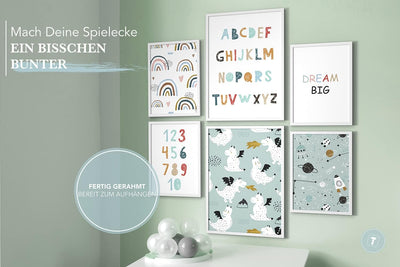 Papierschmiede® Bilder Kinderzimmer Kids Mood Poster Set ABC Dragon Space, Gerahmte Bilder fürs Kind