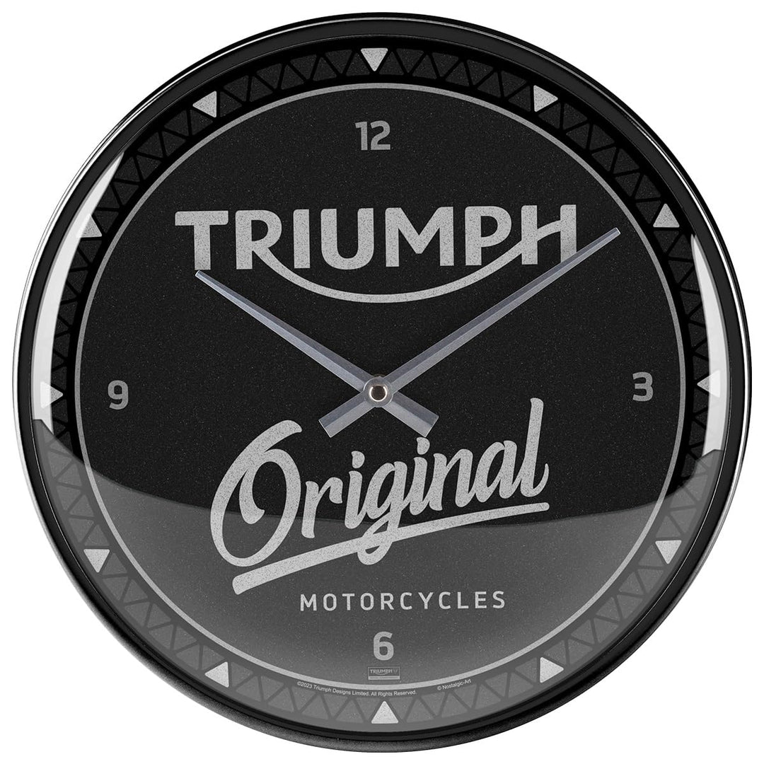 Nostalgic-Art Retro Wanduhr, Ø 31 cm, Triumph – Original – Geschenk-Idee für Biker, Original Lizenzp