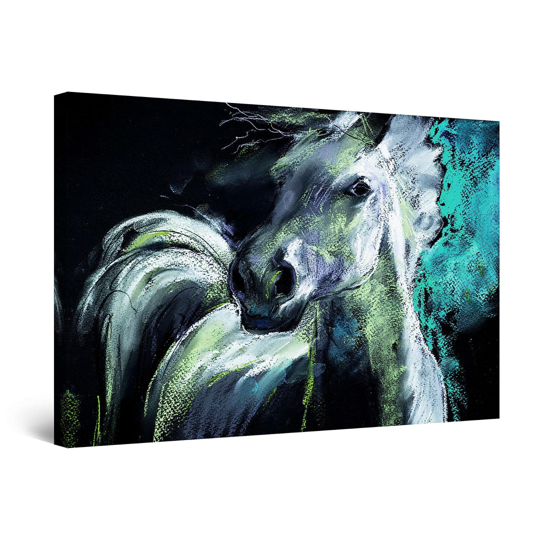 Startonight Bilder Weisse Aquamarine Pferd, Leinwandbilder Moderne Kunst, Tiere Wanddeko Kunstdrucke