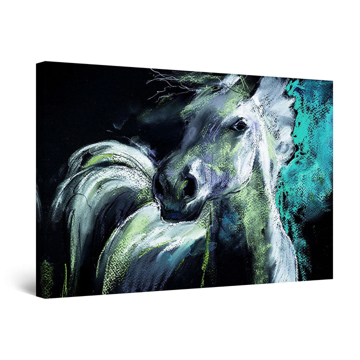 Startonight Bilder Weisse Aquamarine Pferd, Leinwandbilder Moderne Kunst, Tiere Wanddeko Kunstdrucke