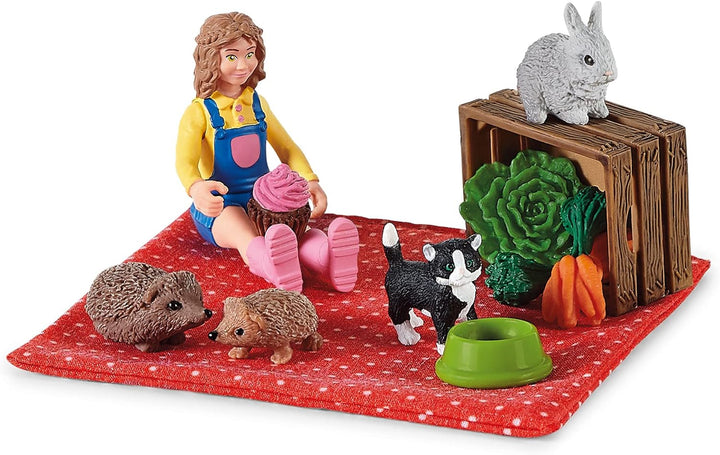 schleich 72160 Picknick mit den kleinen Haustieren, ab 3 Jahren, FARM WORLD - Spielset, 26 Teile Sta