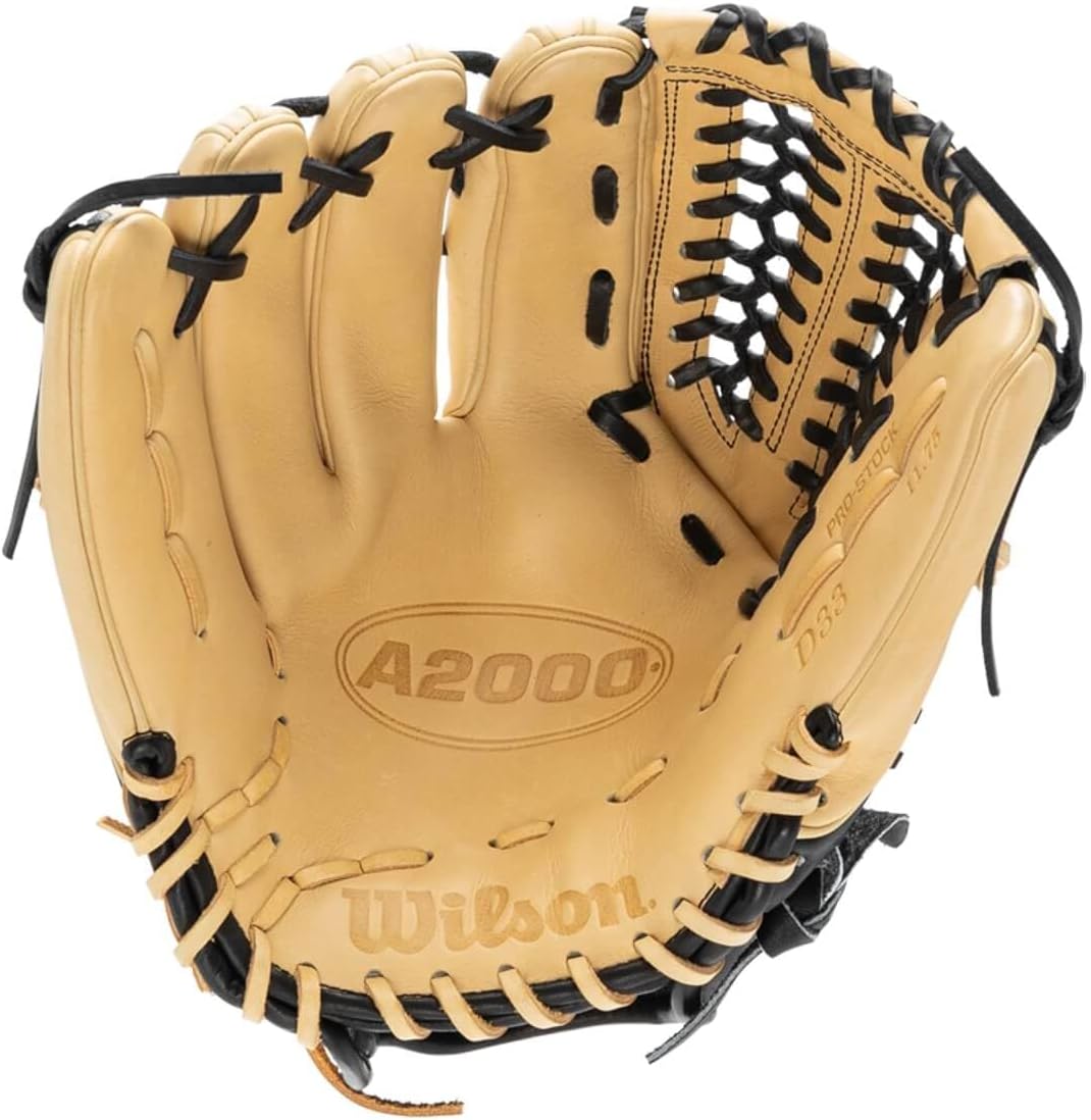 Wilson Herren 2022 A2000 D33 (P) Baseball-Handschuh 11.75" Blonde/Schwarz – Standardhandschuh, 11.75