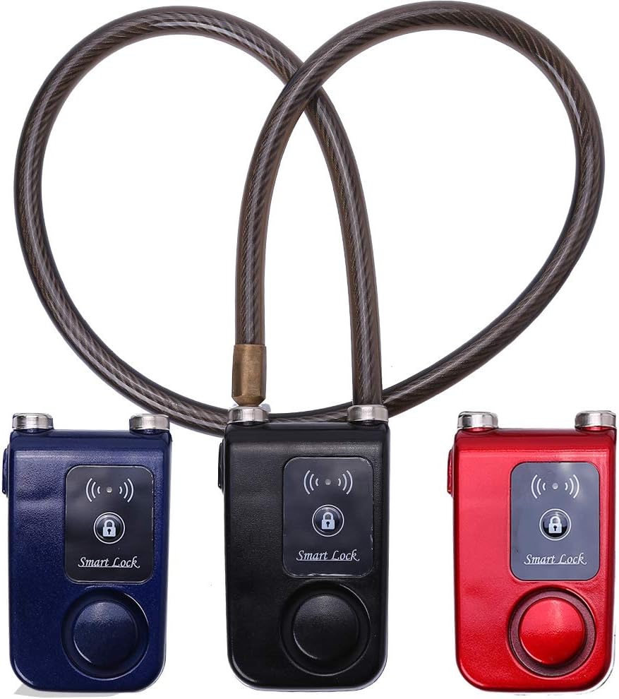 VGEBY Fahrradschloss mit Bluetooth App-Steuerung, 105 dB Alarm, Wasserdichtes Kettenschloss aus ABS-