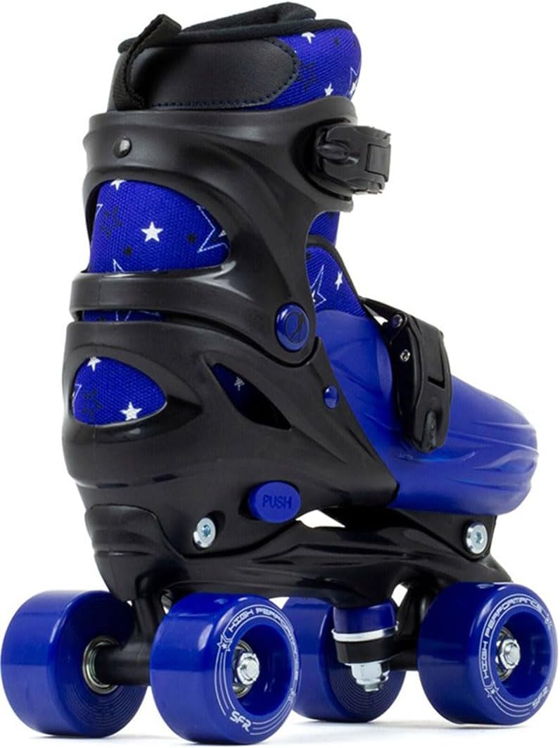 SFR Unisex, Jugend Nebula Adjustable Quad Skates Rollschuhe Kinder 29-33 Schwarz/Blau, 29-33 Schwarz