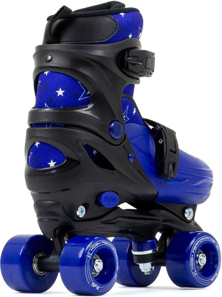 SFR Unisex, Jugend Nebula Adjustable Quad Skates Rollschuhe Kinder 29-33 Schwarz/Blau, 29-33 Schwarz