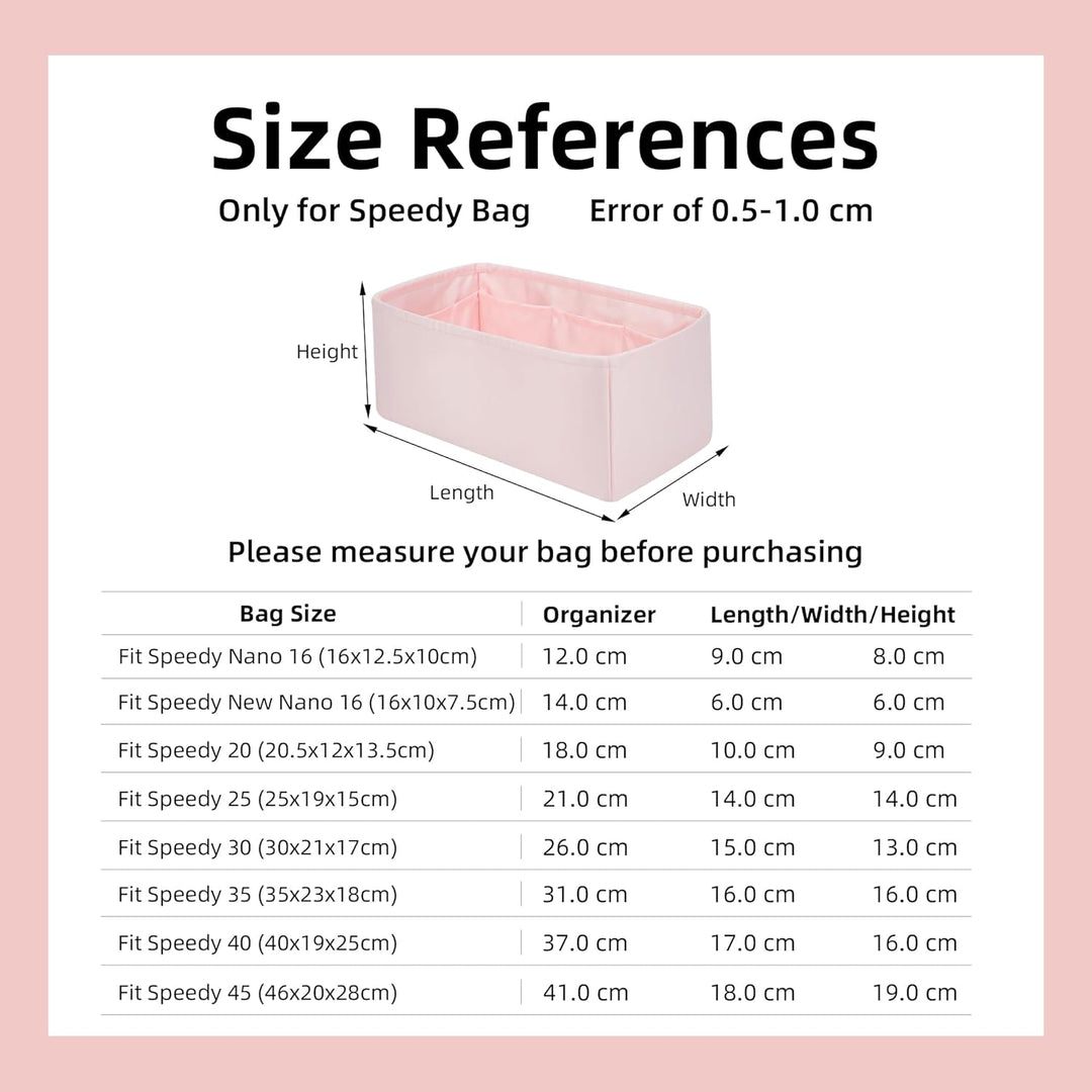 DGAZ Handtaschen Organizer Einsatz, Seide Handtaschenorganisator für LV Speedy Nano/20/25/30/35/40/4