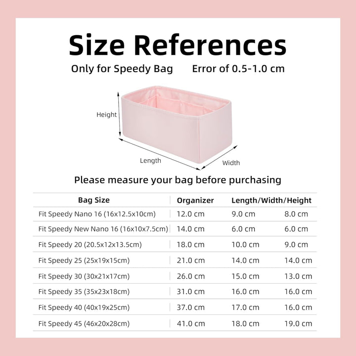 DGAZ Handtaschen Organizer Einsatz, Seide Handtaschenorganisator für LV Speedy Nano/20/25/30/35/40/4